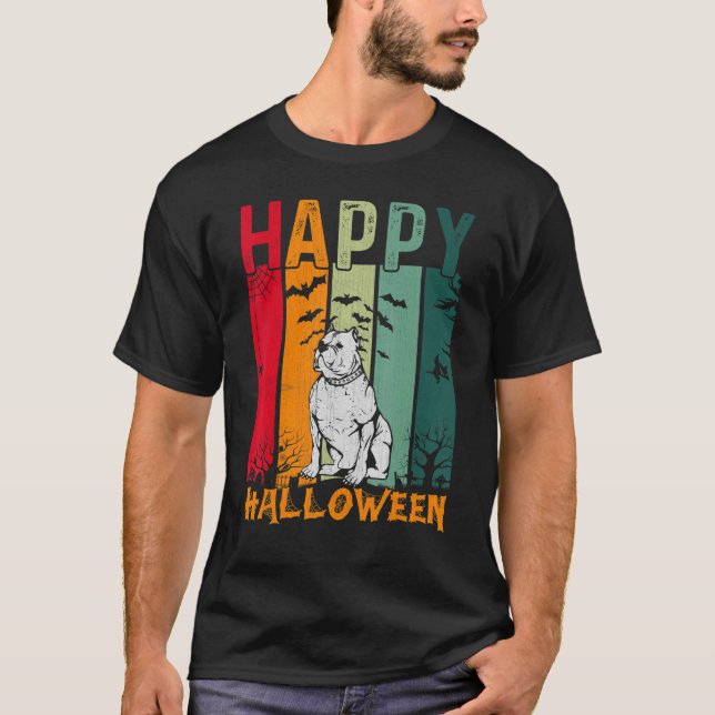 Camiseta Inglês Buldogue Retro Style Halloween Jantar Par (Frente)