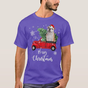 Camiseta Inglês Buldogue Ride Red Truck Natal Pajama Lo