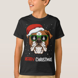 Camiseta Inglês Buldogue Santa Hat Natal Pajama Dog X-M