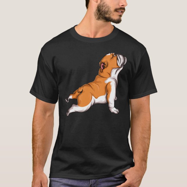Camiseta Inglês Buldogue Yoga Dog Sobrevive Namaste Funny W (Frente)