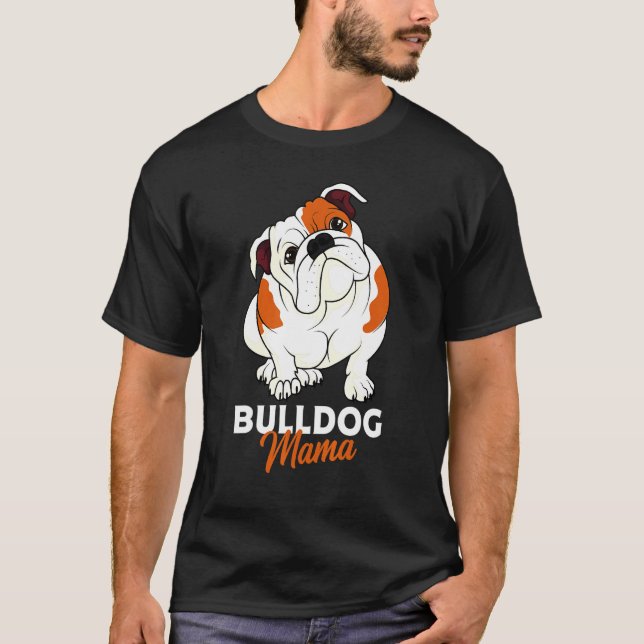 Camiseta Inglês Buldol Dog Mãe Mulheres (Frente)