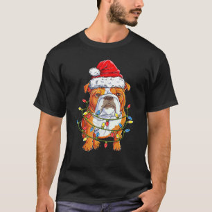 Camiseta Inglês BuldoPapais noeis Árvore de Natal Luzes Xma