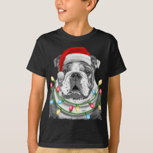 Camiseta Inglês BuldoPapais noeis Árvore de Natal Luzes Xma
