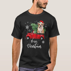 Camiseta Inglês Buldopies Andam de Caminhão Vermelho Natal