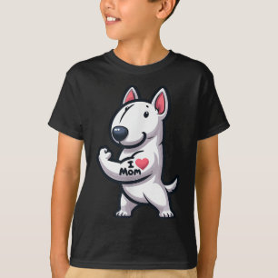 Camiseta Inglês Bull Terrier I Love Mamãe Engraçado Dog Tat