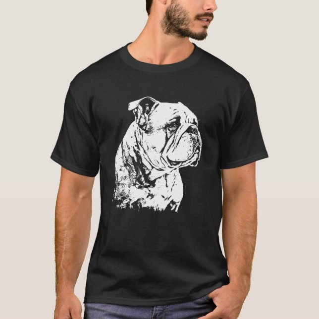 Camiseta Inglês Bulldog Art Love Bulldog Paint Cute Bulldo (Frente)