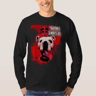 Camiseta Inglês Bulldog Com Cães Corvos Motif