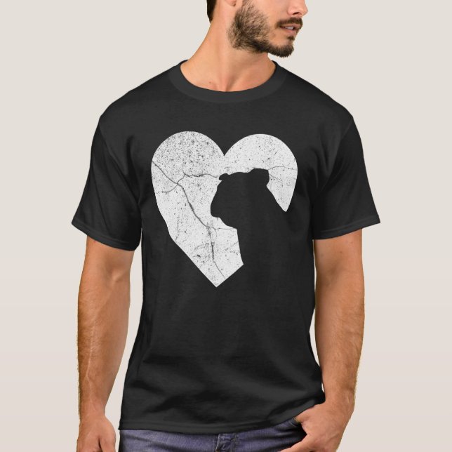 Camiseta Inglês Bulldog Dog Funny Heart Dia de os namorados (Frente)