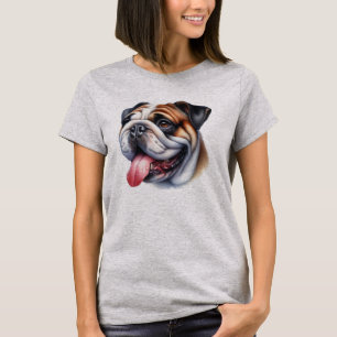 Camiseta Inglês Bulldog em Watercolor