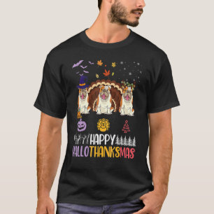 Camiseta Inglês Bulldog Feliz Dia das Bruxas Feliz de Ação