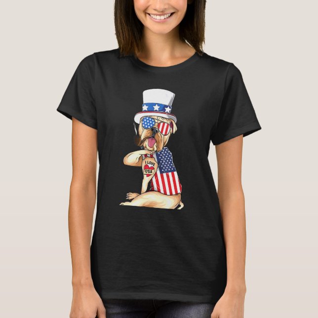 Camiseta Inglês Bulldog Merica 4 De Julho Americano Sungla (Frente)