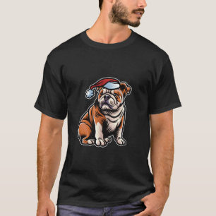Camiseta Inglês Bulldog Papai Noel Que Feliz Natal Do