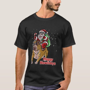 Camiseta Inglês Bulldog Papai Noel Que Feliz Natal Do