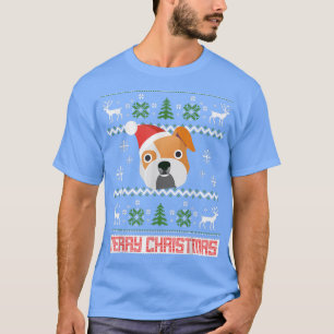 Camiseta Inglês Bulldog Papais noeis de Natal Feios