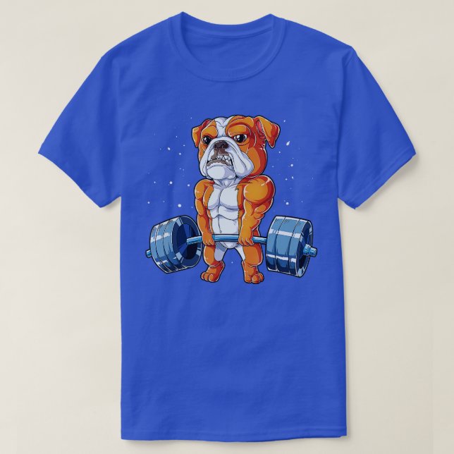 Camiseta Inglês Bulldog Pesando Engraçados Deadelevadores F (Frente do Design)