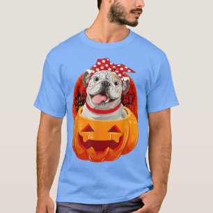 Camiseta Inglês Bulldog Pumpkin Halloween Girls Dog
