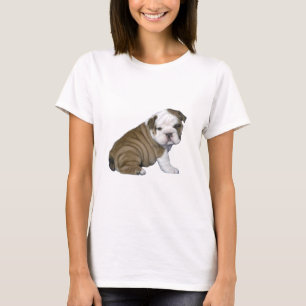 Camiseta Inglês Bulldog Puppy (branco-castanho)