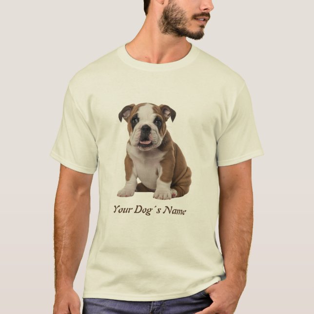 Camiseta Inglês Bulldog Puppy Color Silohuette (Frente)