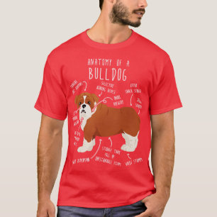 Camiseta Inglês Bulldog Red and White Dog Anatomia 1