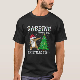 Camiseta Inglês Bulldog Santa Hat Dabbing ao redor do Chris