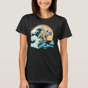 Camiseta Inglês Bulldog Surfing On the Excelente Wave of Ka