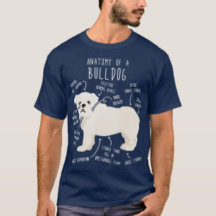 Camiseta Inglês Bulldog White Dog Anatomia