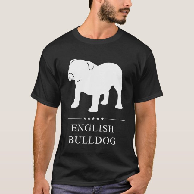 Camiseta Inglês Bulldog White Silhouette (Frente)