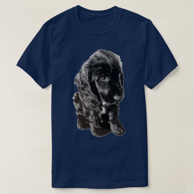 Camiseta Inglês Cocker Spaniel Black Puppy Dog Adorável  (Frente do Design)