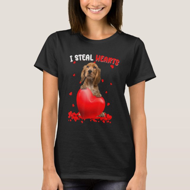 Camiseta Inglês Cocker Spaniel Dog I Rouba Corações Bonitos (Frente)
