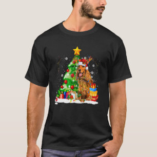 Camiseta Inglês Cocker Spaniel Reindeer - Luzes de Natal D