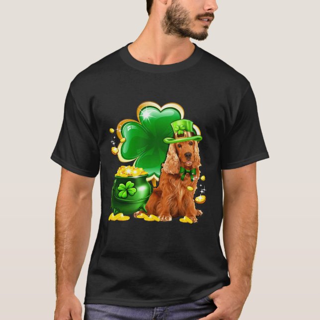 Camiseta Inglês Cocker Spaniel Shamrock Irish Santo Pat (Frente)