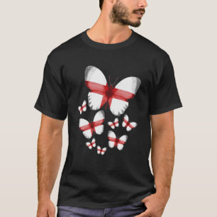 Camiseta Inglês Flag Butterfly Ideia For Women & Flag Of En