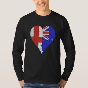Camiseta Inglês New Zealander Flag Heart