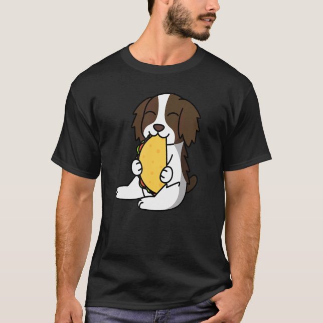 Camiseta Inglês Springer Spaniel Comendo Um Cão De Taco (Frente)