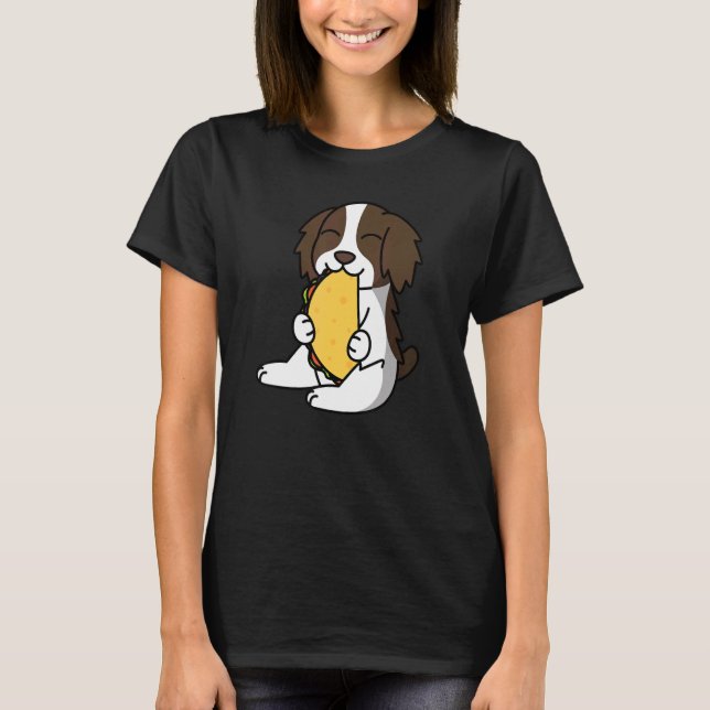 Camiseta Inglês Springer Spaniel Comendo Um Cão De Taco (Frente)