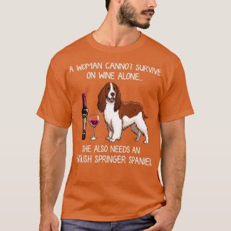 Camiseta Inglês Springer Spaniel e vinho Cachorro engraçado