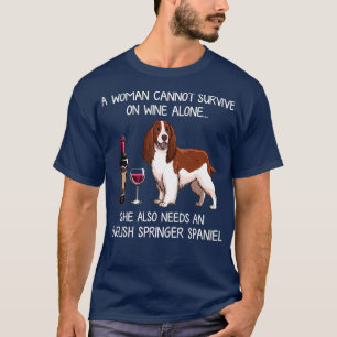 Camiseta Inglês Springer Spaniel e vinho Cachorro engraçado