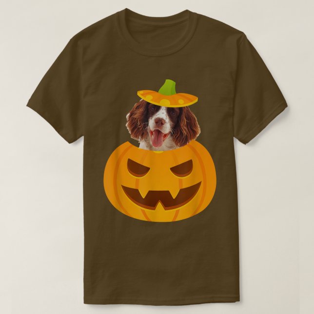 Camiseta Inglês Springer Spaniel Peeking fora de JackoLante (Frente do Design)