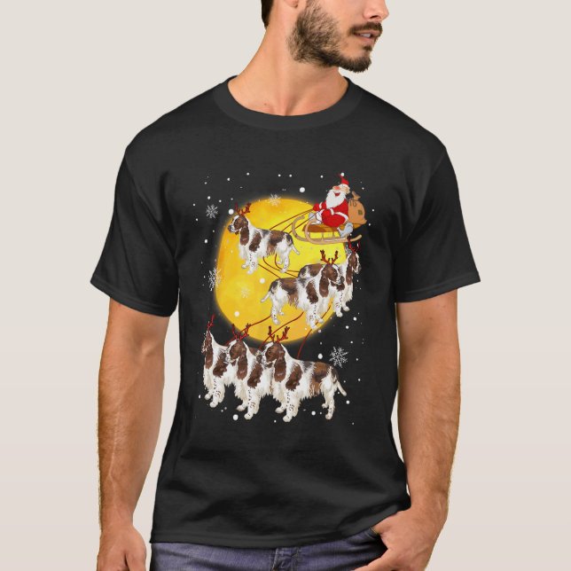Camiseta Inglês Springer Spaniel Reindeer Cão de Natal Lo (Frente)