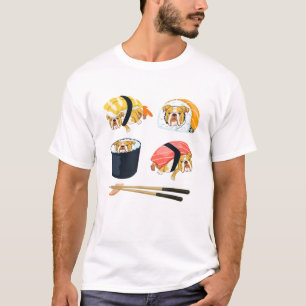 Camiseta Inglês Sushi Bulldog Funny