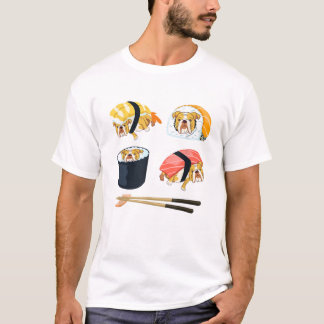 Camiseta Inglês Sushi Bulldog Funny