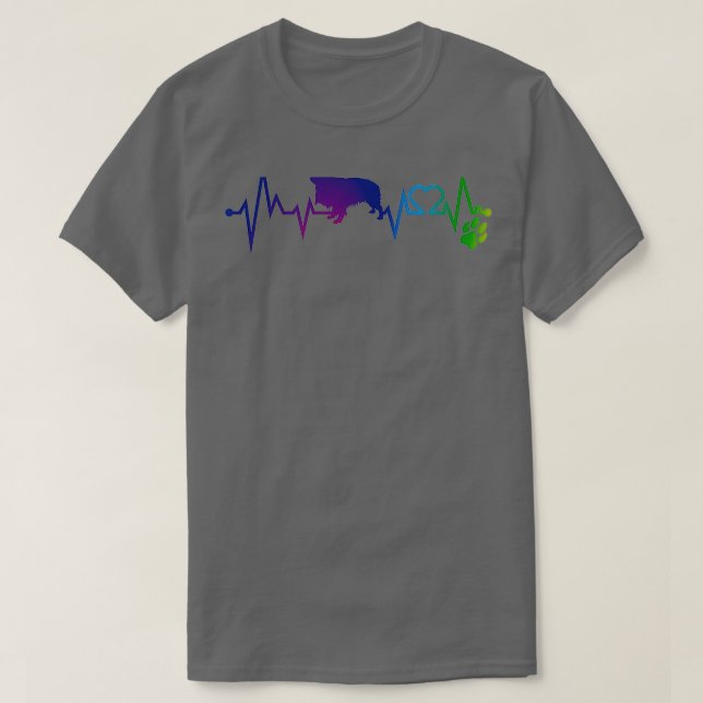 Camiseta Inglês Toy Spaniel Colorful Heartbeat Dog P (Frente do Design)