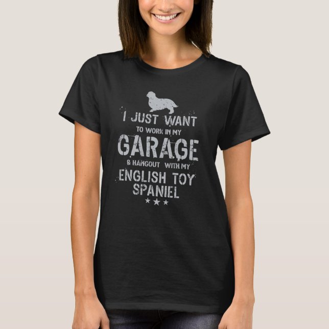 Camiseta Inglês Toy Spaniel Pai Garage Men Hang (Frente)