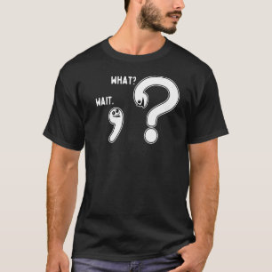 Camiseta Inglês (Vírgula) Ponto de interrogação aguardar o 