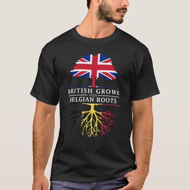 Camiseta Ingleses crescidos com design belga   das raizes (Frente)