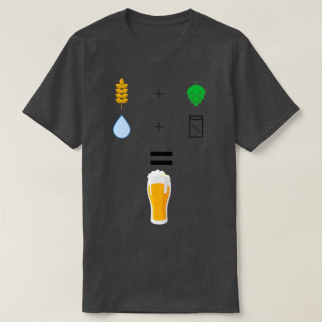 Camiseta Ingredientes para a produção de cerveja T (Frente do Design)