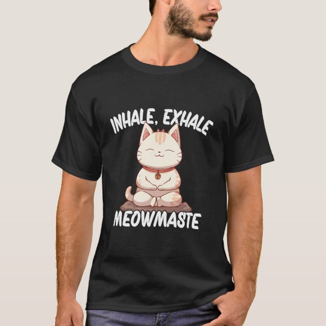 Camiseta Inhale Exhale Meowmaste Yoga Cat (Frente)