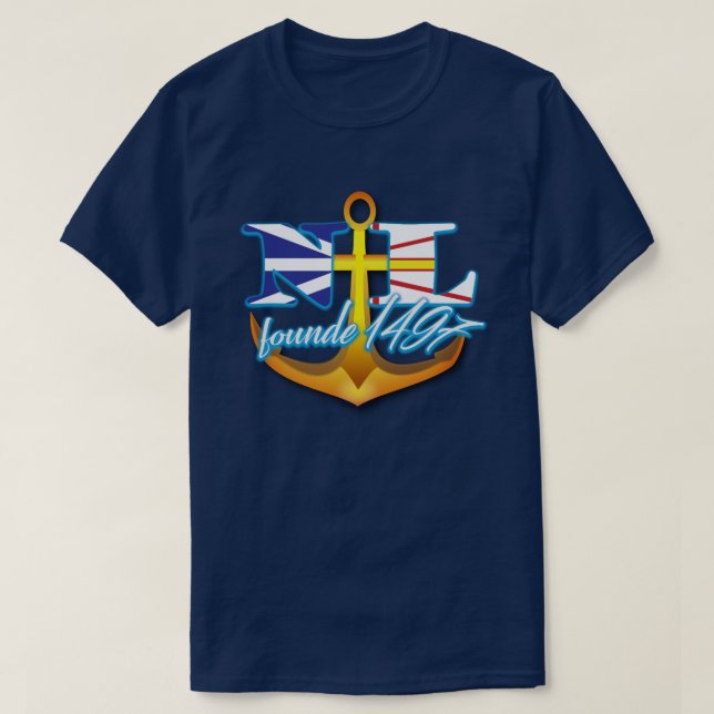 Camiseta Iniciais de Newfoundland e Labrador - fundado em 1 (Frente do Design)