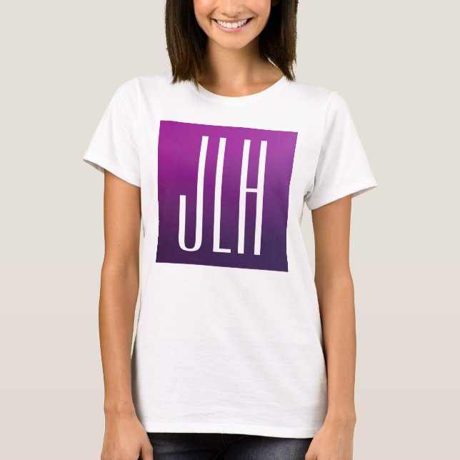 Camiseta Iniciais de Ombre Roxo e Branco ou outro Texto (Frente)