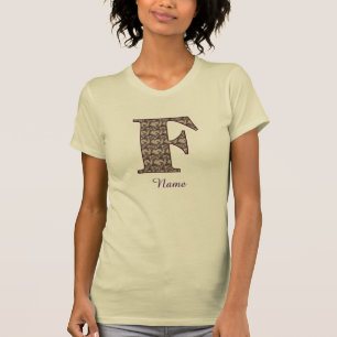 Camiseta Iniciais do Monograma F Floral Vintage Personaliza